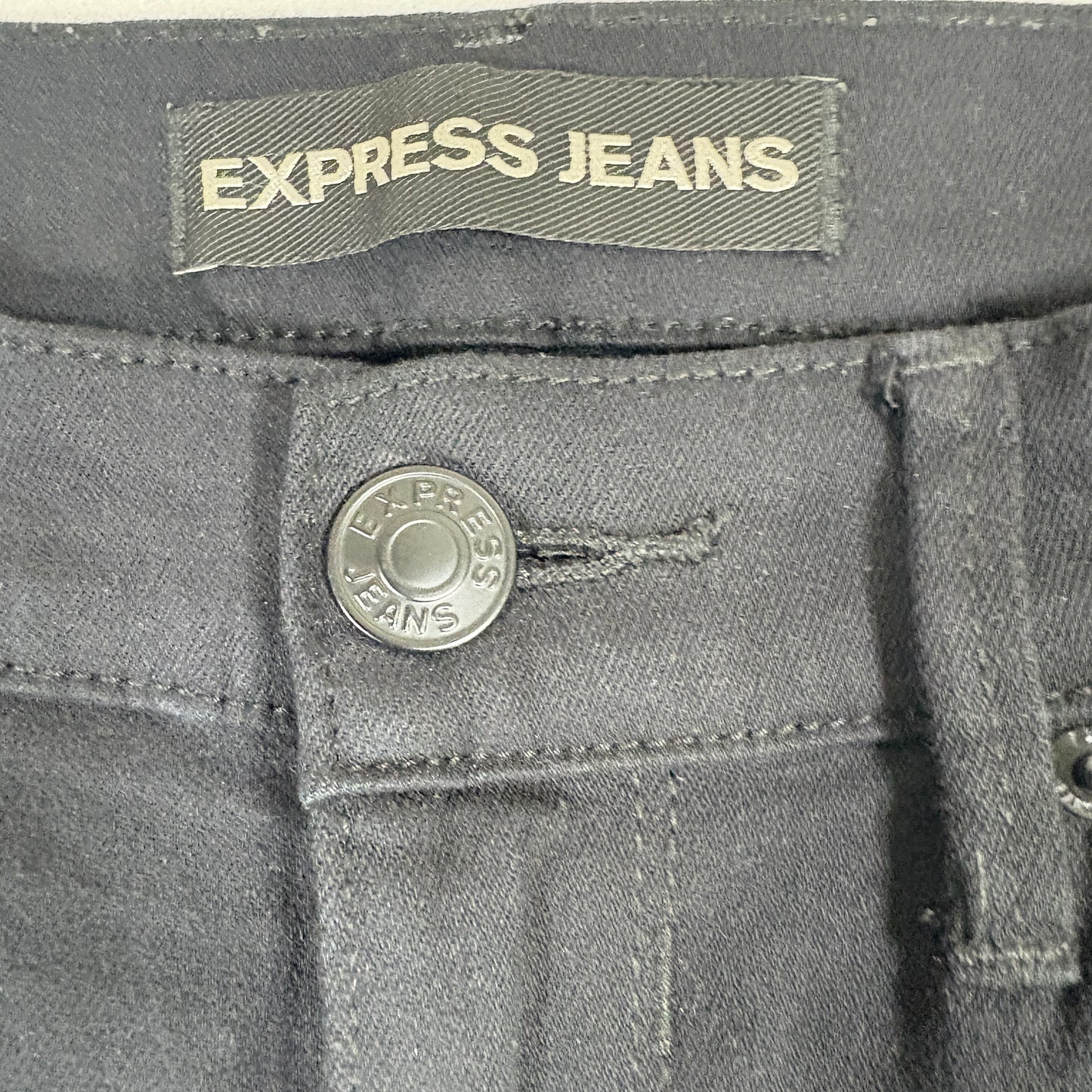 Express Womens Jeans Size 4 Black Distressed Ripped Mid Rise Legging Y2K Grunge