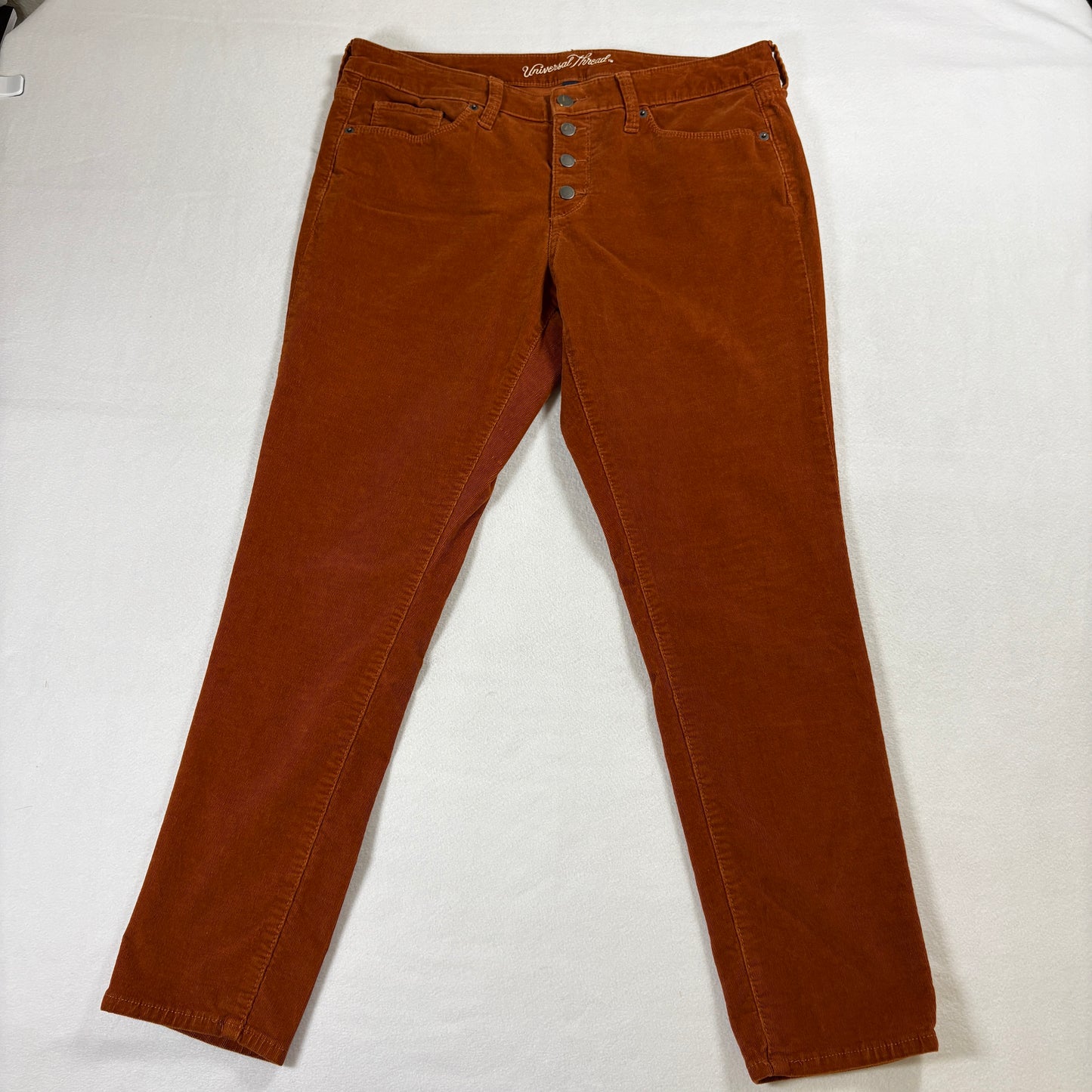 Universal Thread Pants Womens 12 31R Corduroy Mid Rise Skinny Brown Retro