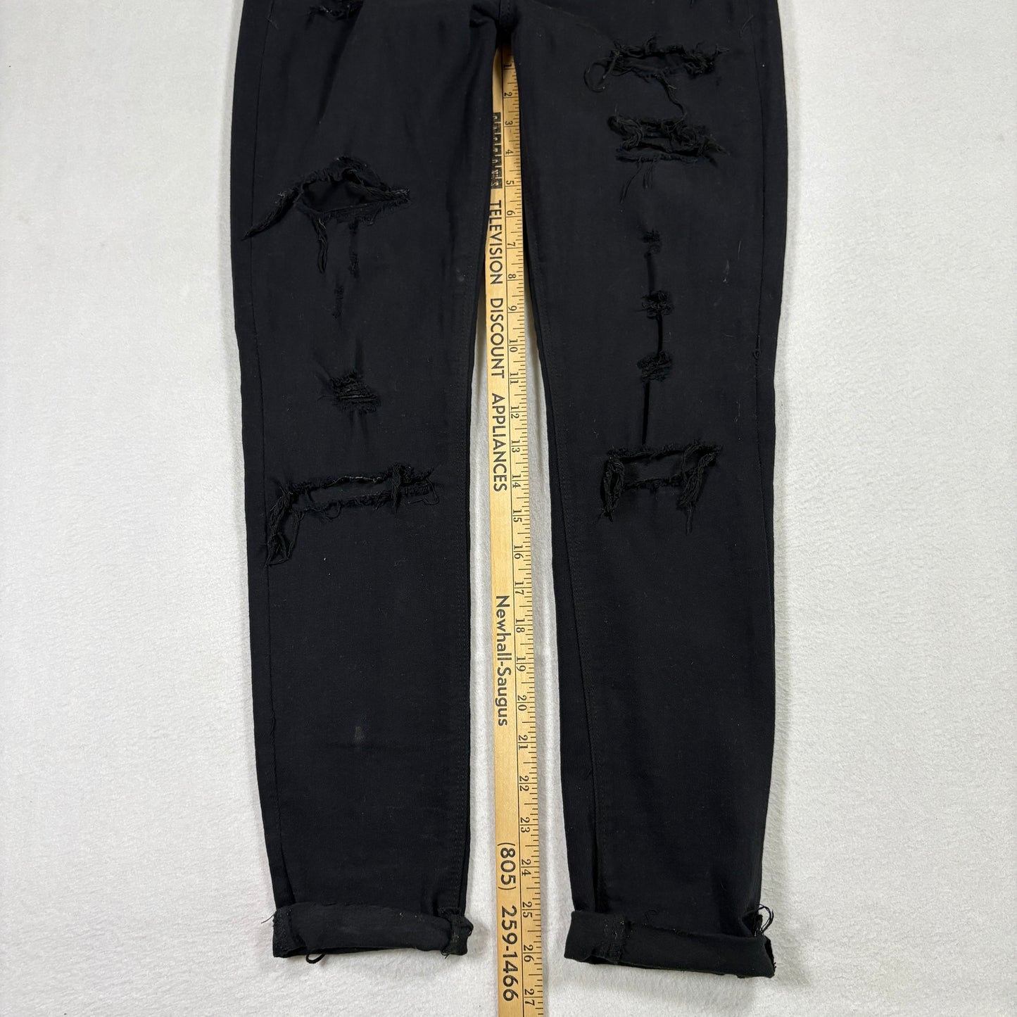 Express Womens Jeans Size 4 Black Distressed Ripped Mid Rise Legging Y2K Grunge