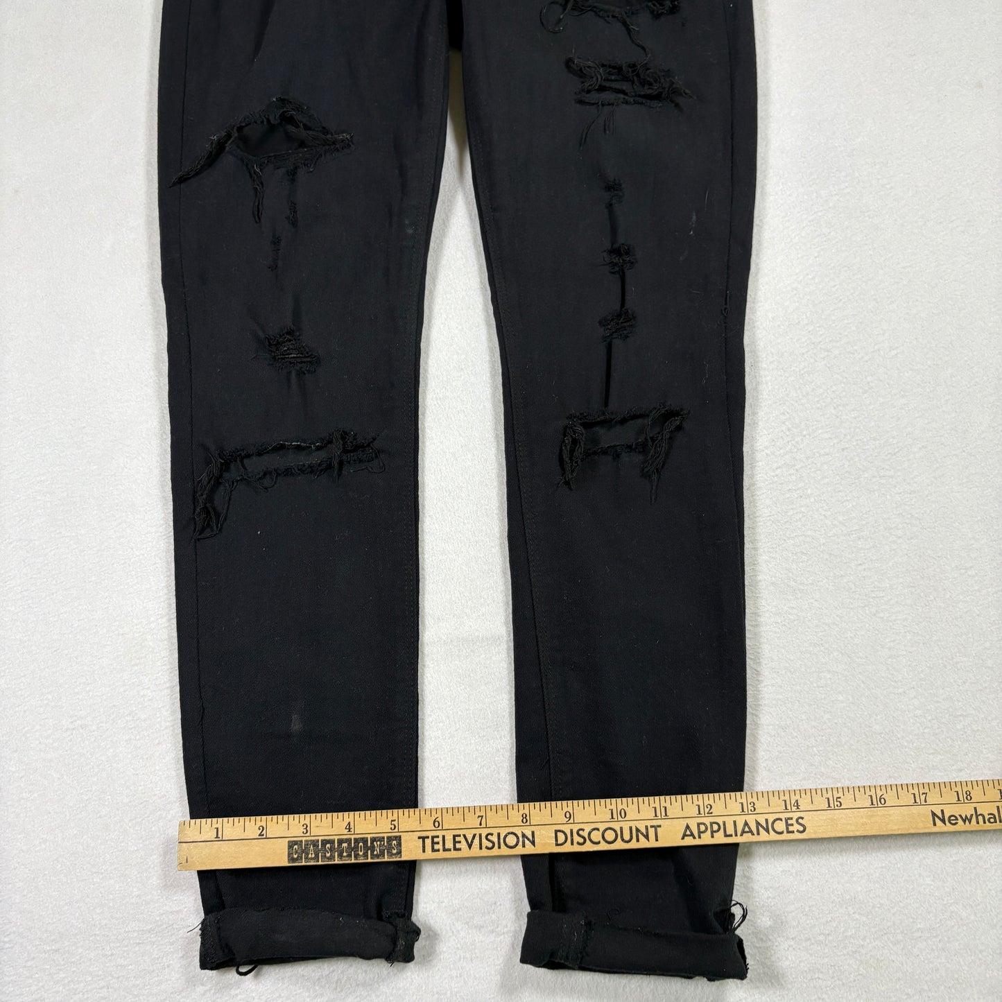 Express Womens Jeans Size 4 Black Distressed Ripped Mid Rise Legging Y2K Grunge