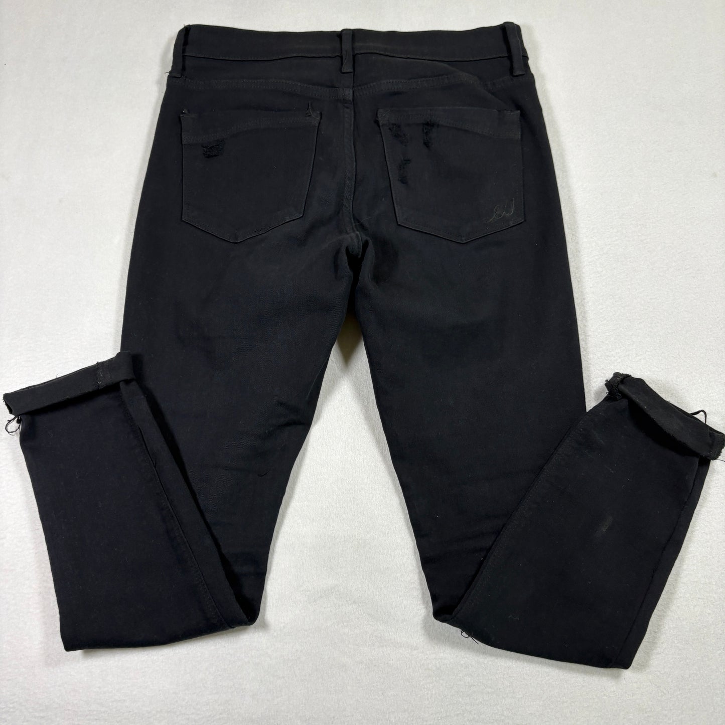 Express Womens Jeans Size 4 Black Distressed Ripped Mid Rise Legging Y2K Grunge