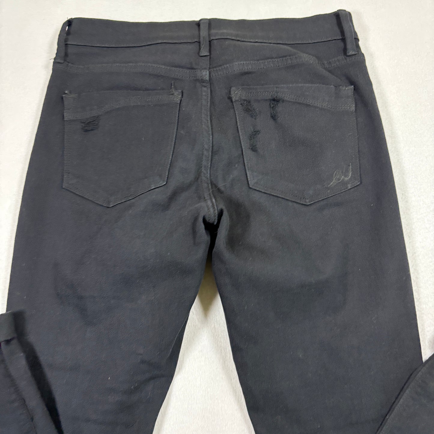 Express Womens Jeans Size 4 Black Distressed Ripped Mid Rise Legging Y2K Grunge