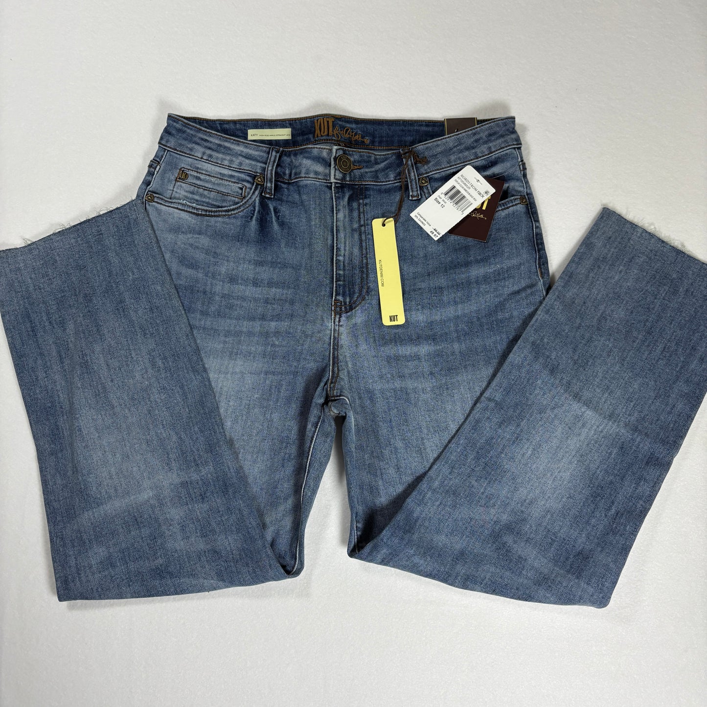 KUT from the Kloth Jeans Women’s 12 Katy High Rise Straight Leg Ankle Blue NWT