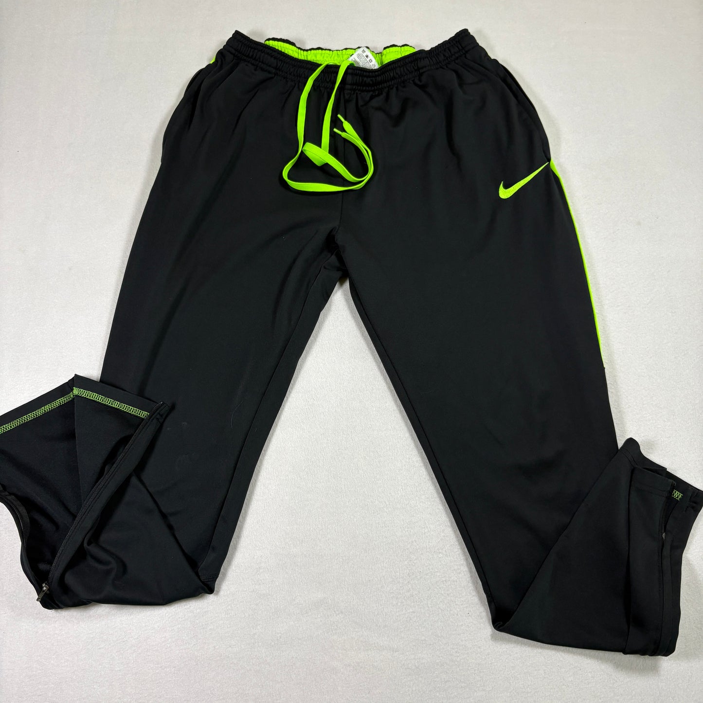 Nike Mens Dri-Fit Pants Medium Black Green Swoosh Training Athletic Track