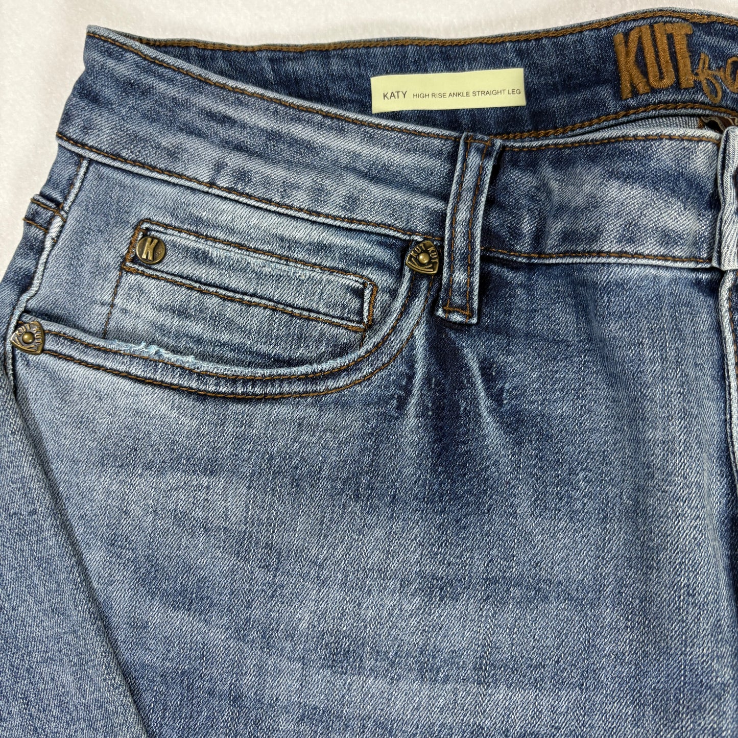 KUT from the Kloth Jeans Women’s 12 Katy High Rise Straight Leg Ankle Blue NWT