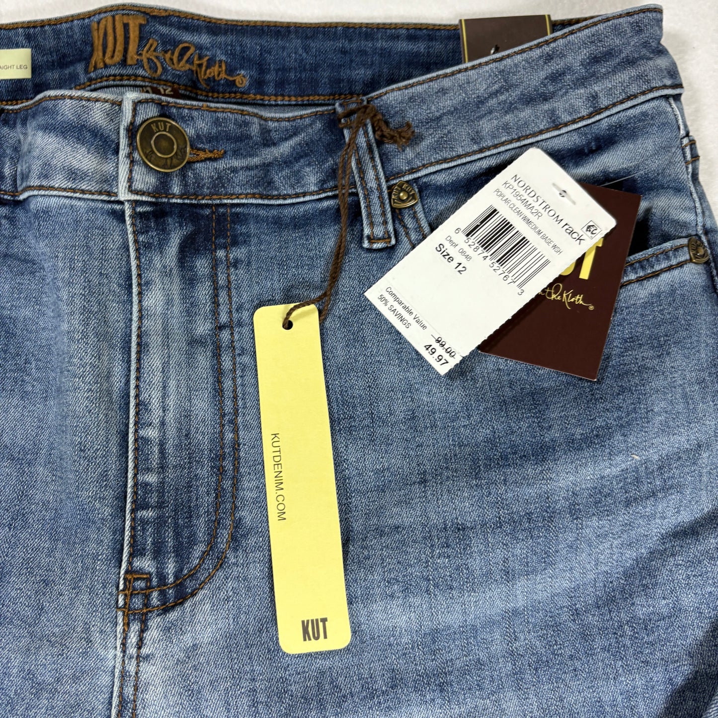 KUT from the Kloth Jeans Women’s 12 Katy High Rise Straight Leg Ankle Blue NWT
