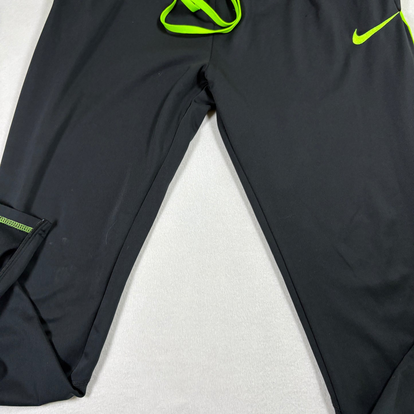 Nike Mens Dri-Fit Pants Medium Black Green Swoosh Training Athletic Track