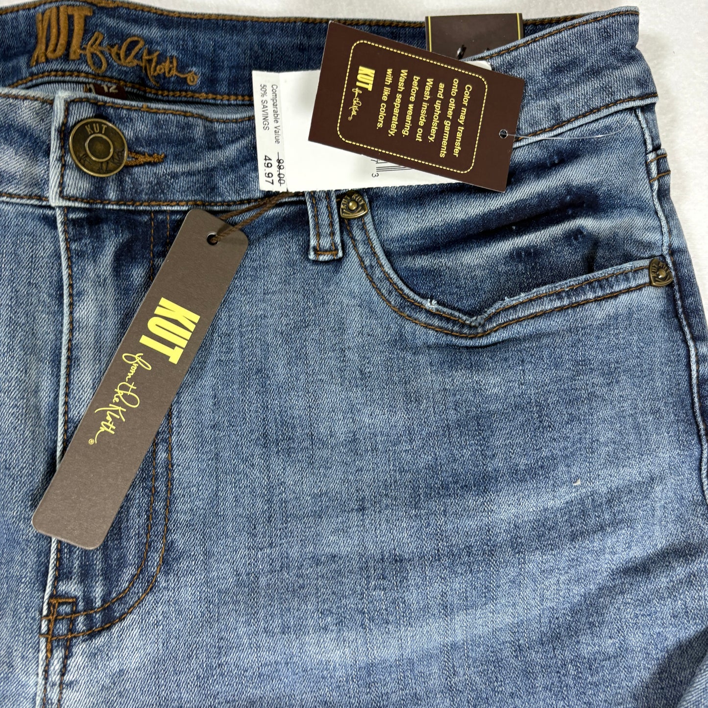 KUT from the Kloth Jeans Women’s 12 Katy High Rise Straight Leg Ankle Blue NWT