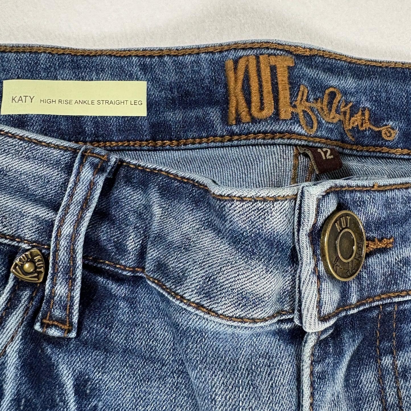 KUT from the Kloth Jeans Women’s 12 Katy High Rise Straight Leg Ankle Blue NWT