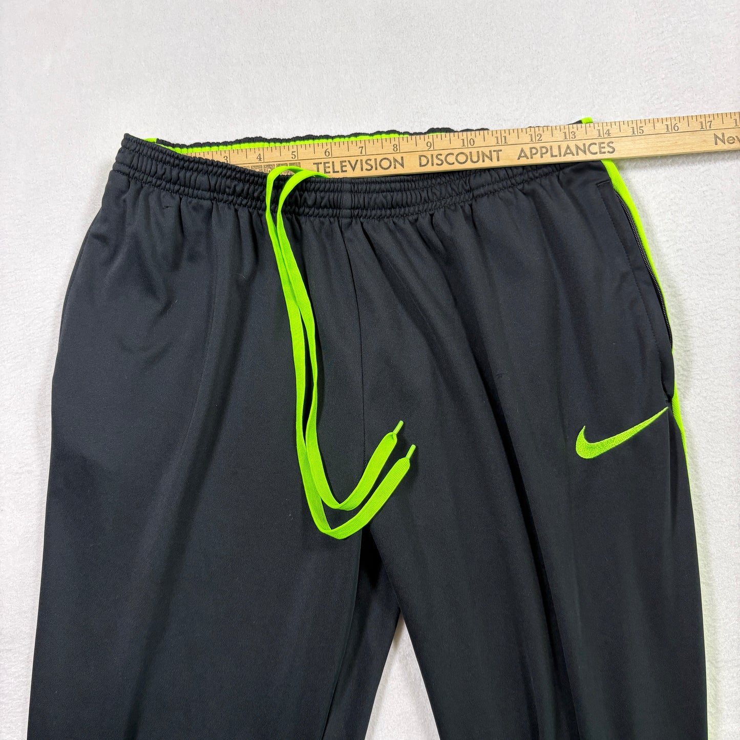 Nike Mens Dri-Fit Pants Medium Black Green Swoosh Training Athletic Track