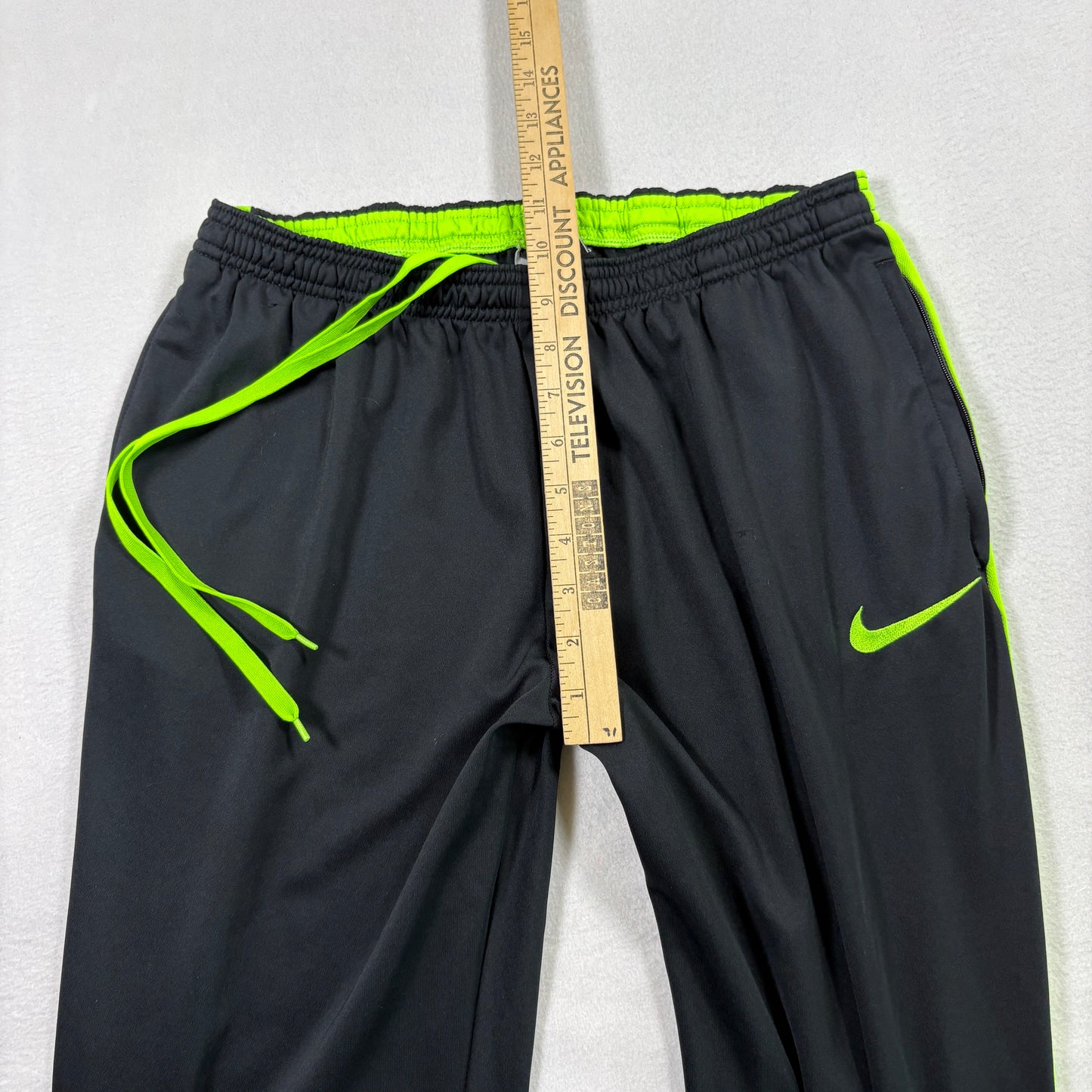 Nike Mens Dri-Fit Pants Medium Black Green Swoosh Training Athletic Track