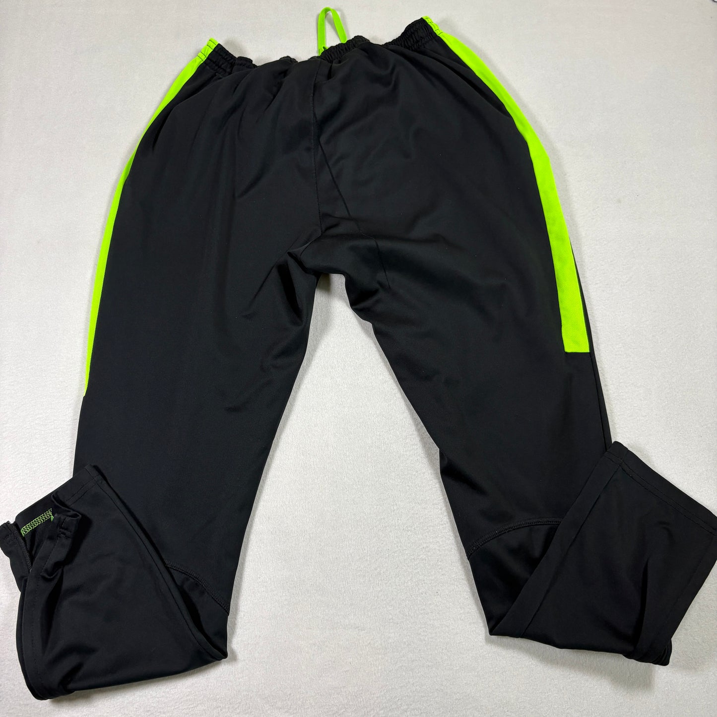 Nike Mens Dri-Fit Pants Medium Black Green Swoosh Training Athletic Track