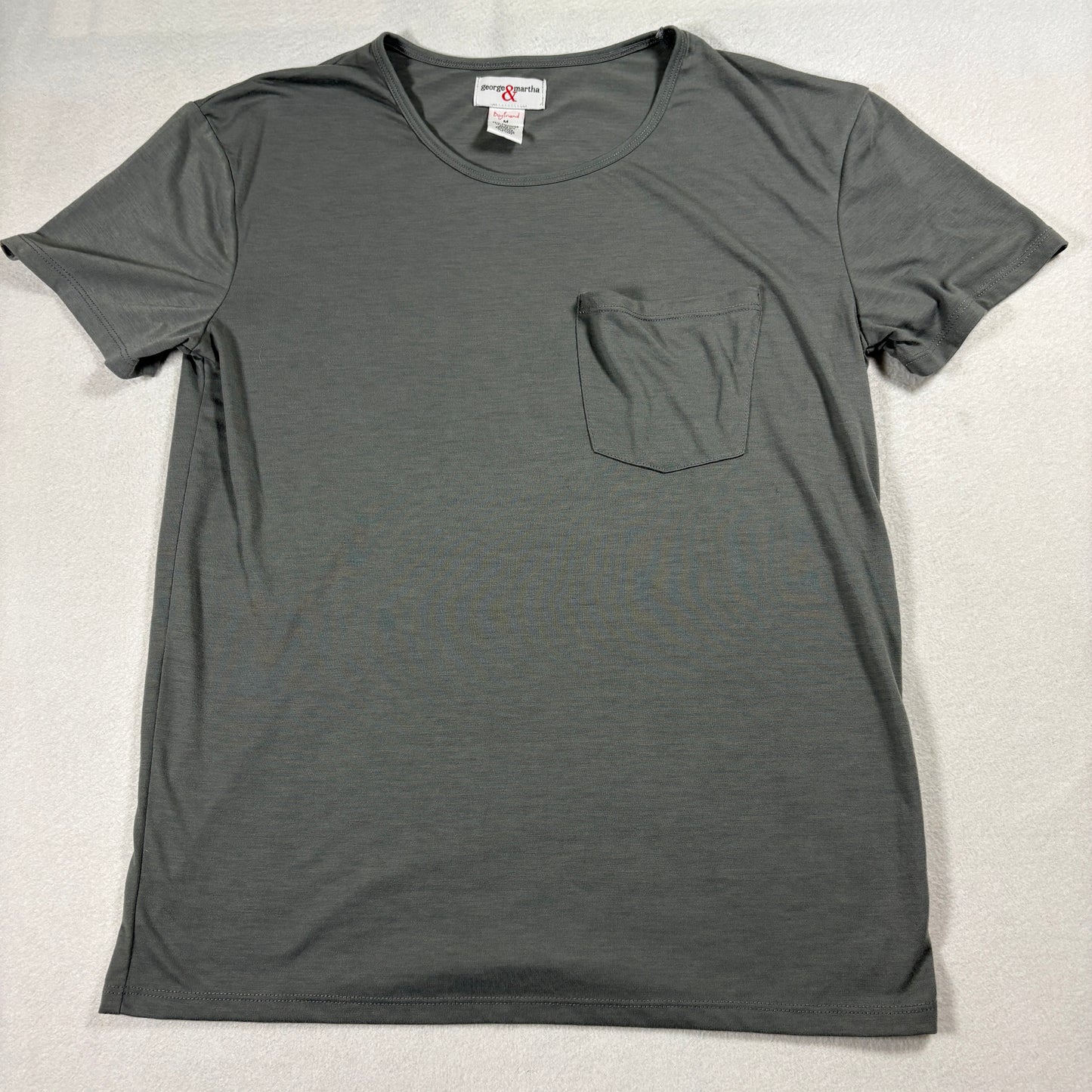 George & Martha Boyfriend T Shirt Womens Medium Gray Pocket Soft Casual Tee