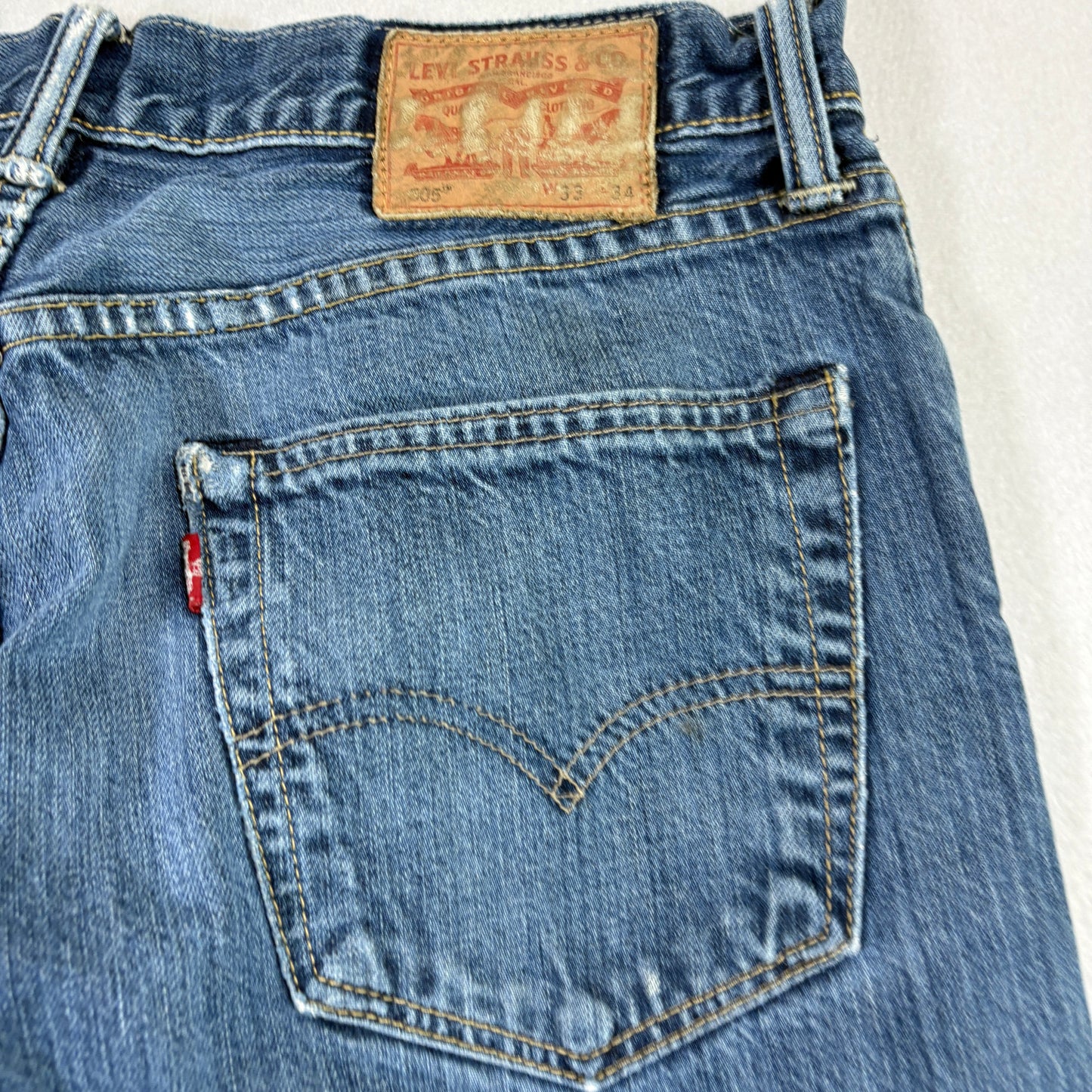 Levi’s Mens 505 Jeans 33x34 Blue Straight Leg Denim Vintage Y2K Workwear