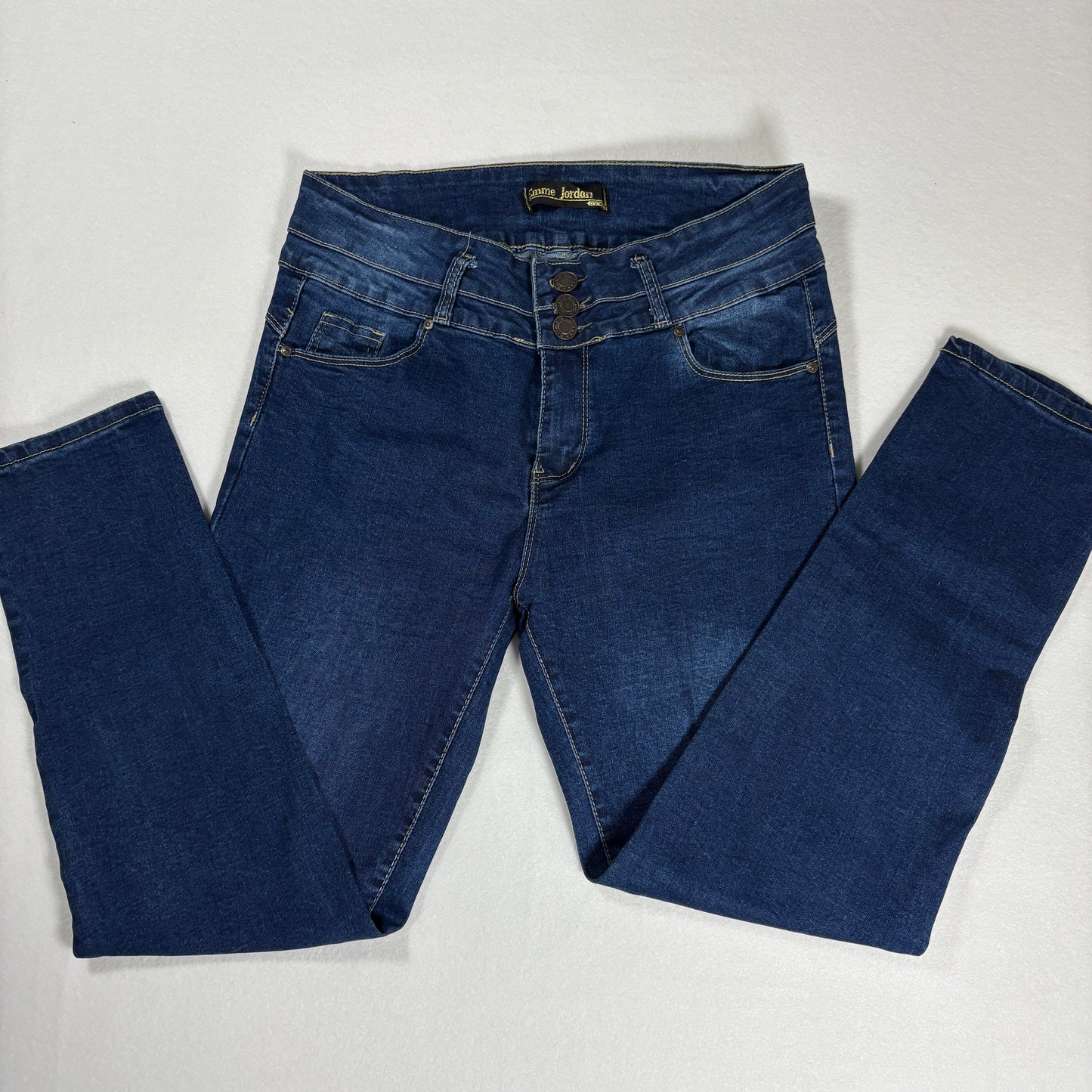 Emme Jordan Denim Jeans Women’s 15 Dark Wash Skinny Mid Rise Stretch Triple Button