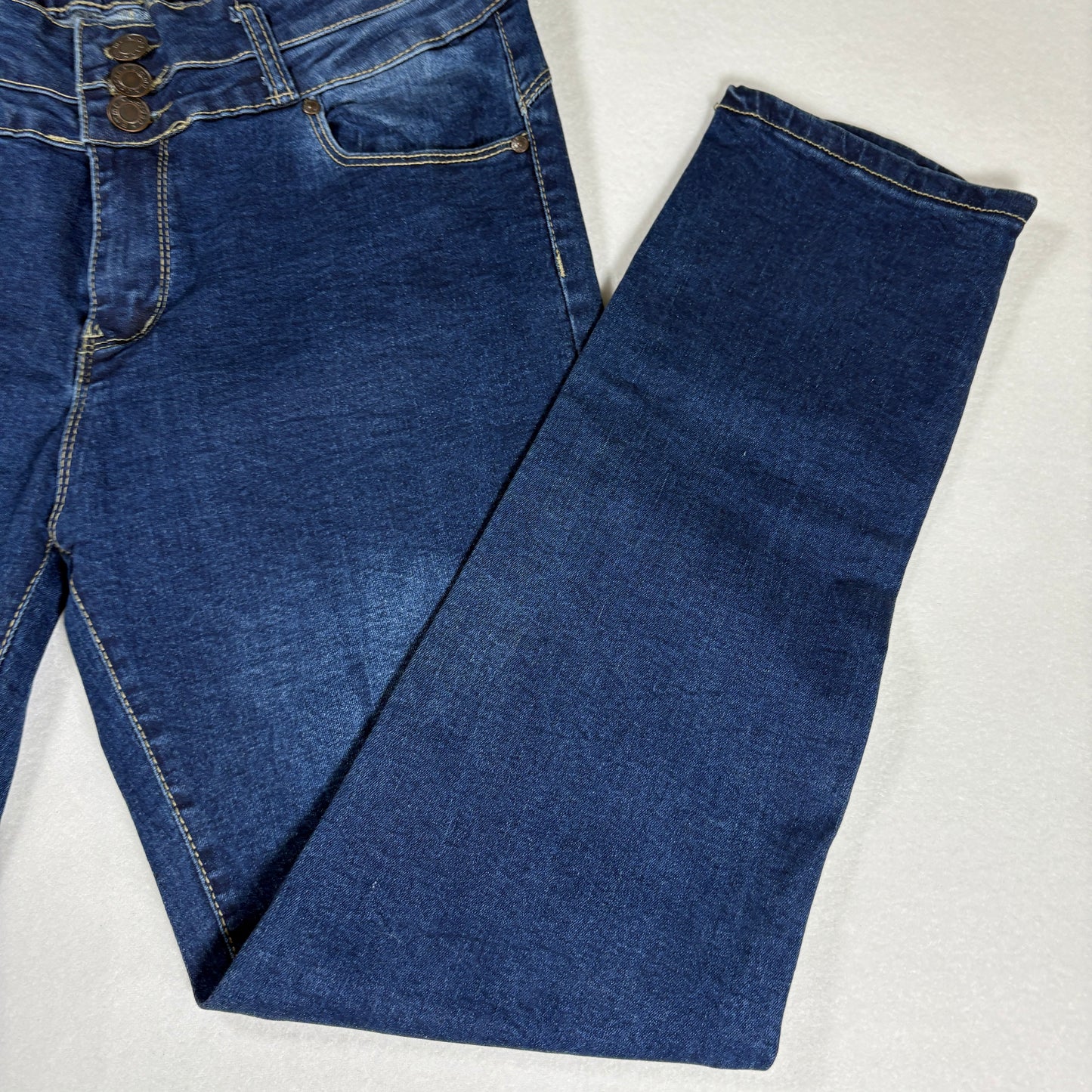 Emme Jordan Denim Jeans Women’s 15 Dark Wash Skinny Mid Rise Stretch Triple Button