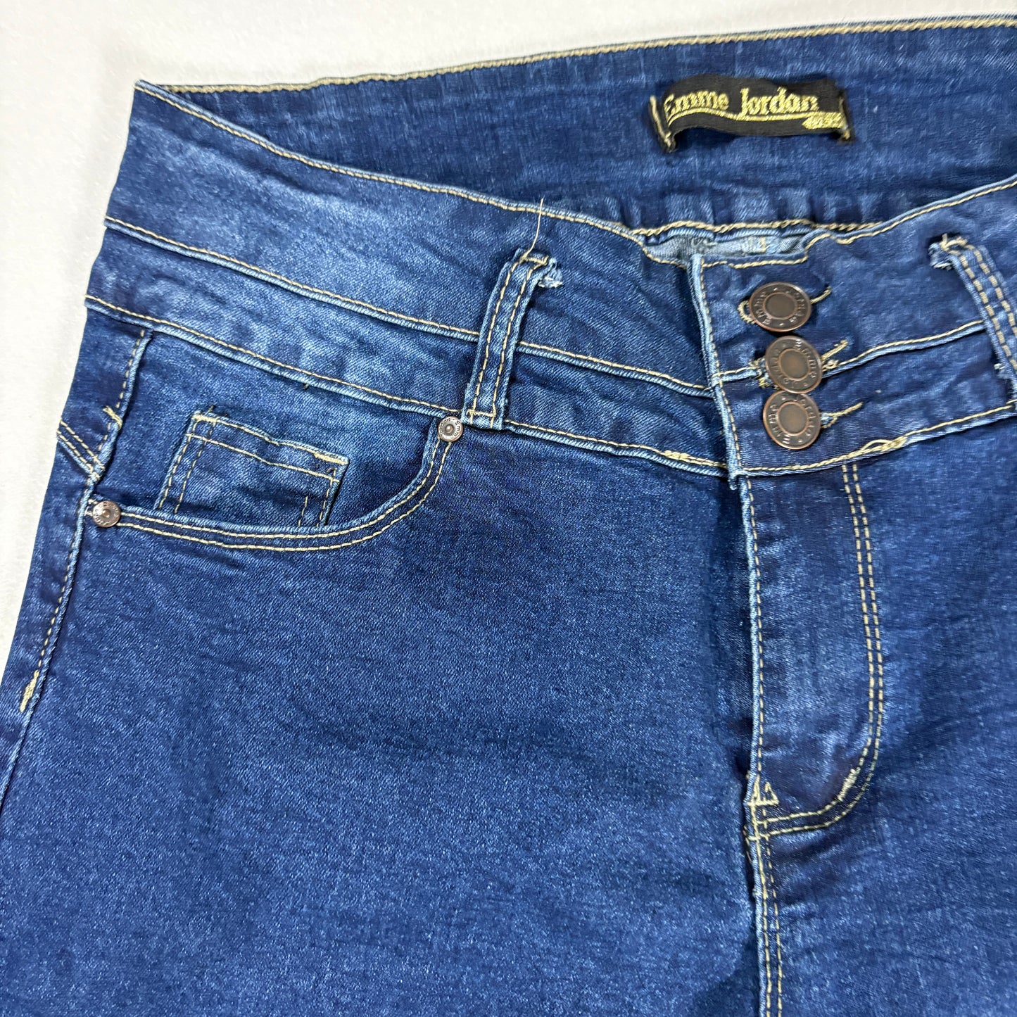 Emme Jordan Denim Jeans Women’s 15 Dark Wash Skinny Mid Rise Stretch Triple Button