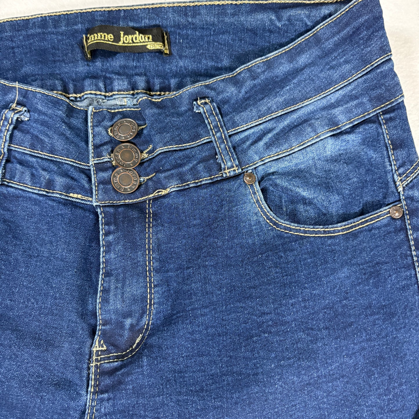 Emme Jordan Denim Jeans Women’s 15 Dark Wash Skinny Mid Rise Stretch Triple Button