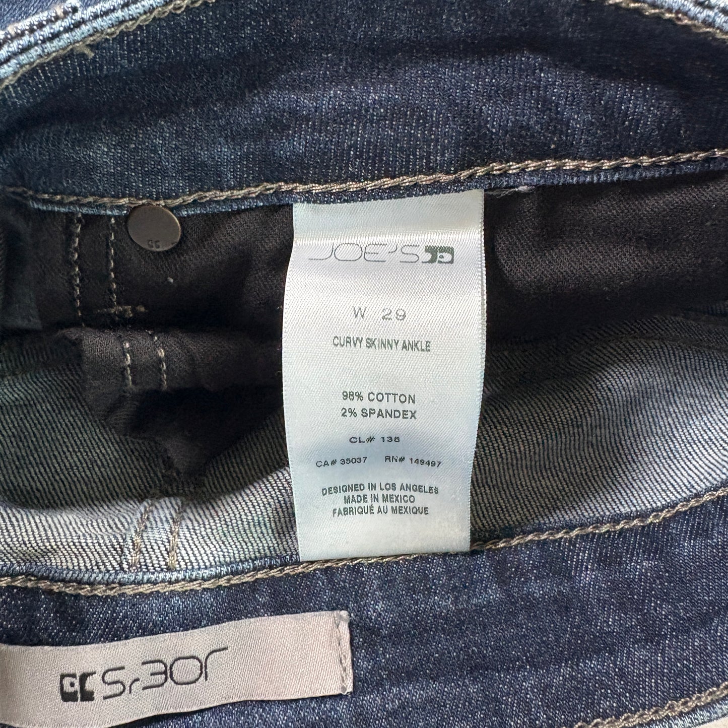 Joe’s Jeans Womens 29 Curvy Skinny Ankle Blue Denim Stretch High Rise Y2K