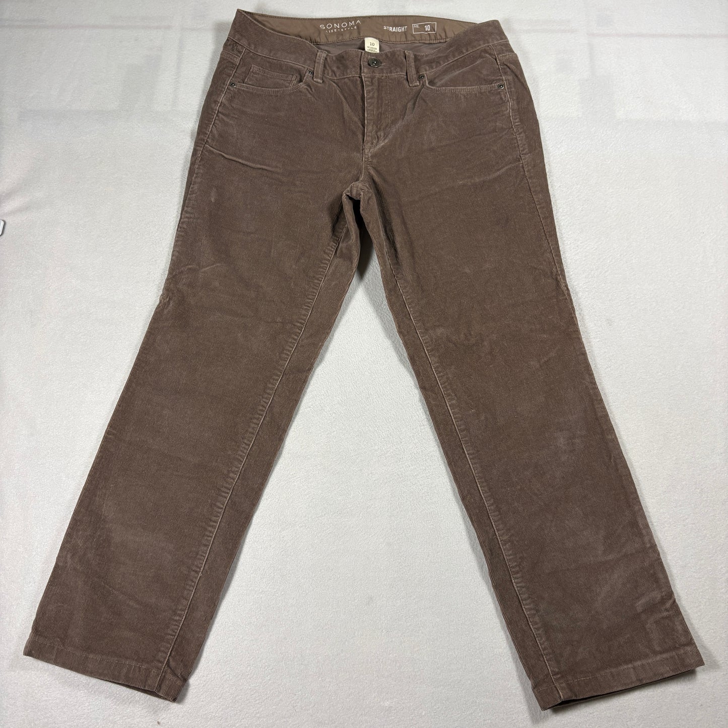 Sonoma Life + Style Boys Corduroy Pants Size 10 Brown Straight Fit Soft Cotton