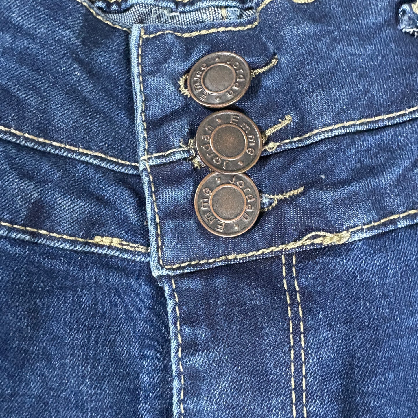 Emme Jordan Denim Jeans Women’s 15 Dark Wash Skinny Mid Rise Stretch Triple Button