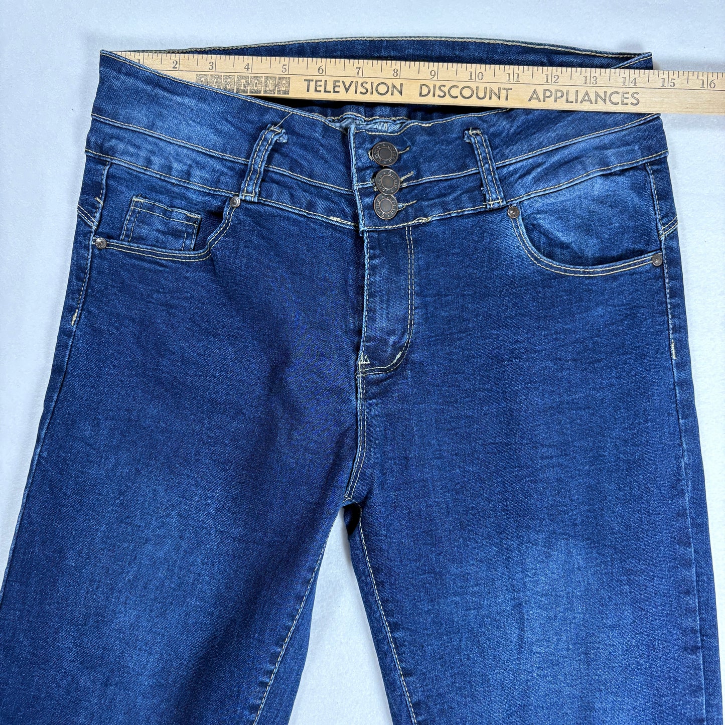 Emme Jordan Denim Jeans Women’s 15 Dark Wash Skinny Mid Rise Stretch Triple Button