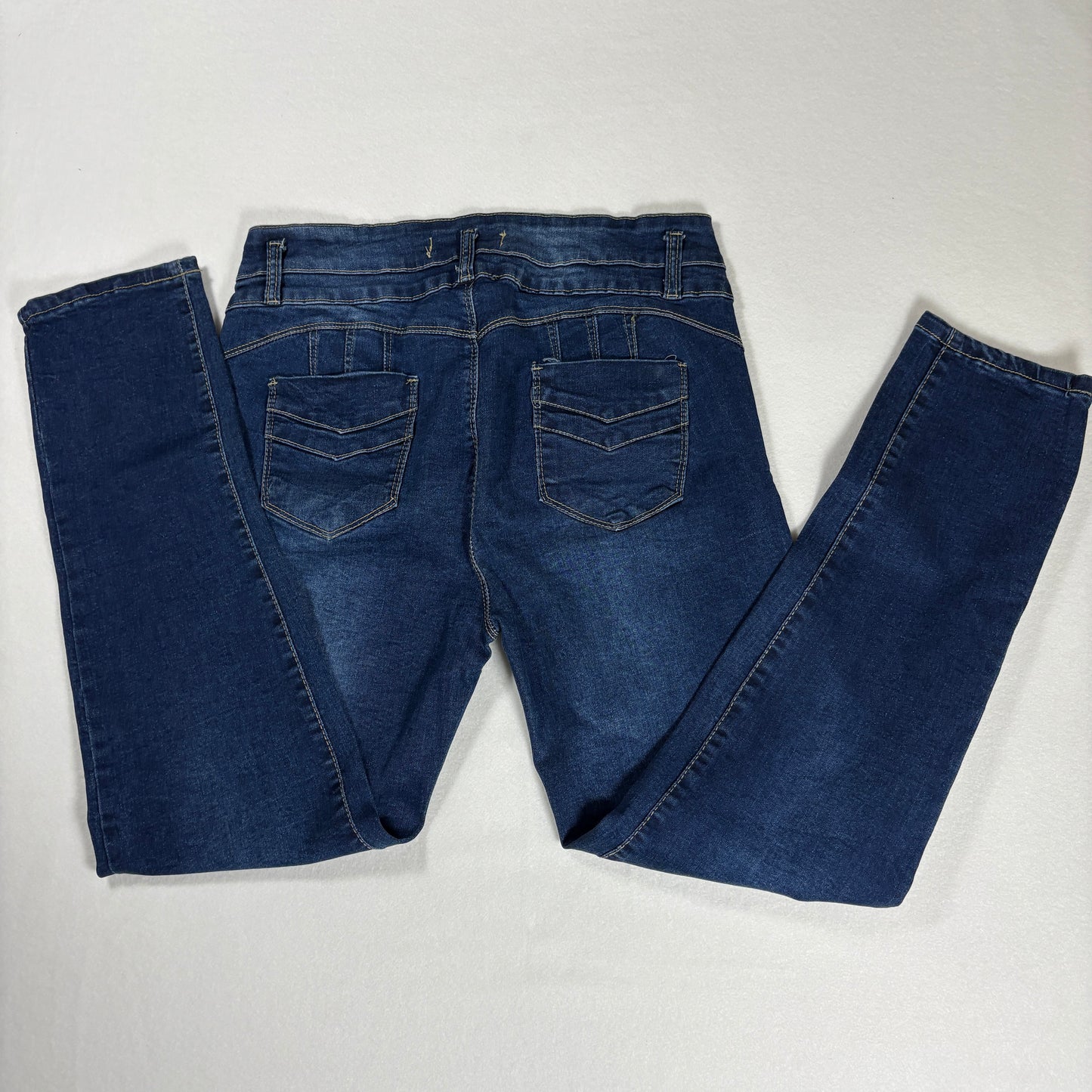 Emme Jordan Denim Jeans Women’s 15 Dark Wash Skinny Mid Rise Stretch Triple Button