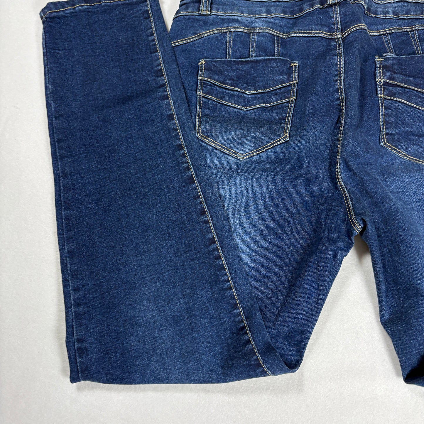 Emme Jordan Denim Jeans Women’s 15 Dark Wash Skinny Mid Rise Stretch Triple Button