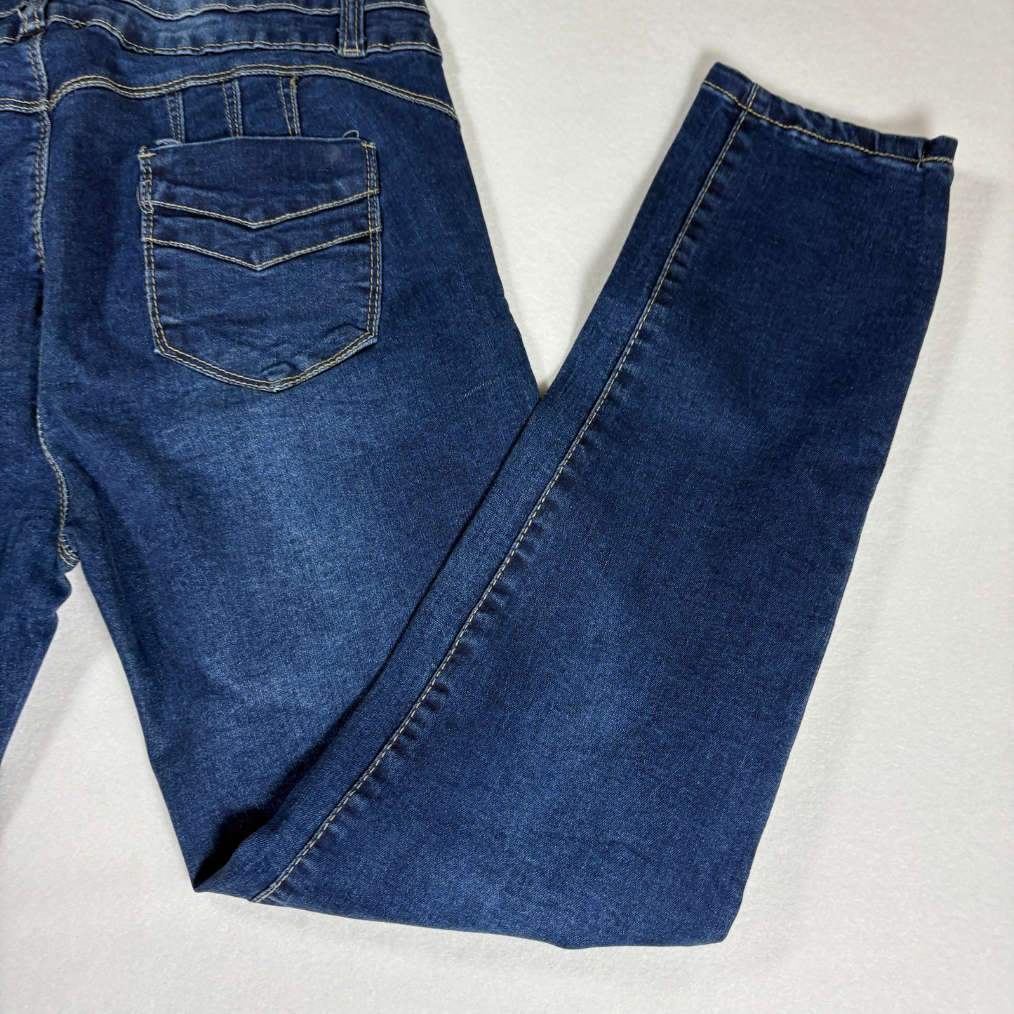 Emme Jordan Denim Jeans Women’s 15 Dark Wash Skinny Mid Rise Stretch Triple Button