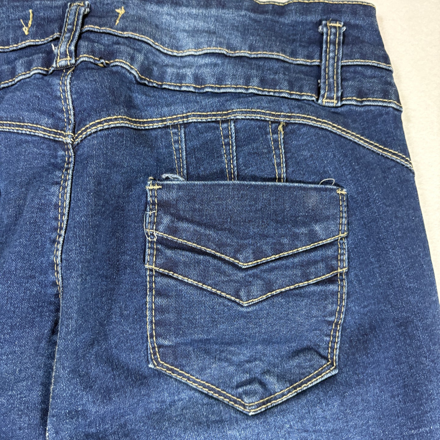 Emme Jordan Denim Jeans Women’s 15 Dark Wash Skinny Mid Rise Stretch Triple Button