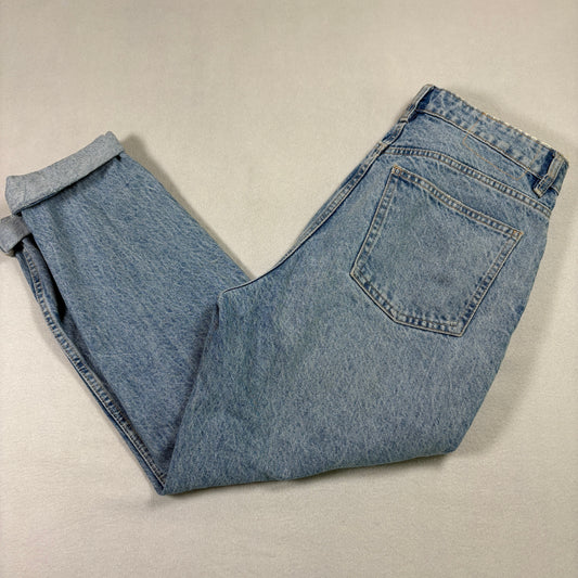 Zara Womens Jeans Size 8 Distressed Ripped Baggy Mom Fit Blue Denim Y2K Grunge