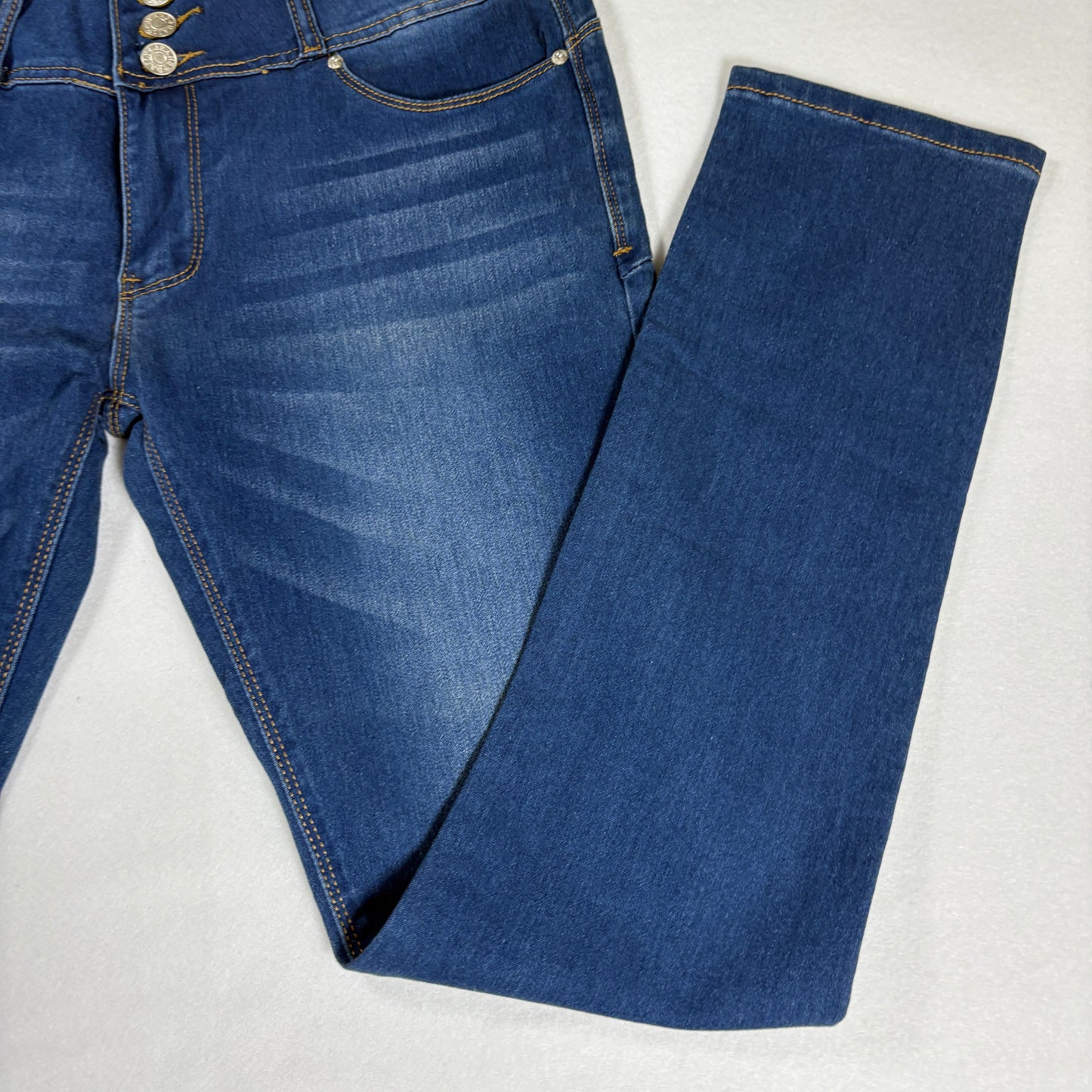 Daily Jeans Women’s 13 Dark Wash Skinny Stretch Denim Mid Rise Triple Button
