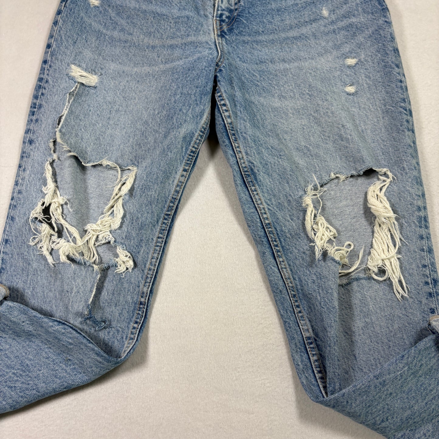 Zara Womens Jeans Size 8 Distressed Ripped Baggy Mom Fit Blue Denim Y2K Grunge