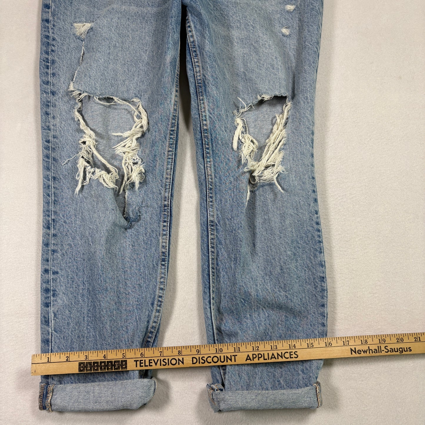 Zara Womens Jeans Size 8 Distressed Ripped Baggy Mom Fit Blue Denim Y2K Grunge