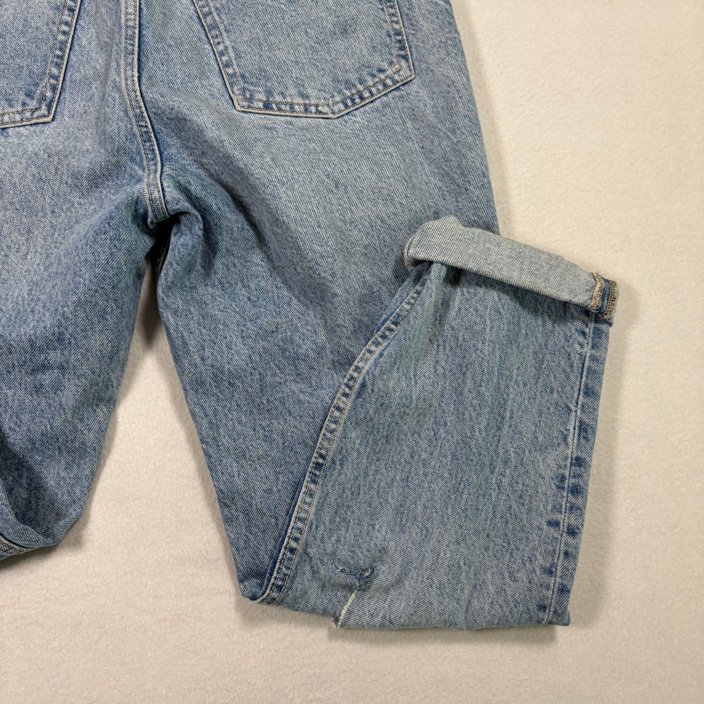 Zara Womens Jeans Size 8 Distressed Ripped Baggy Mom Fit Blue Denim Y2K Grunge