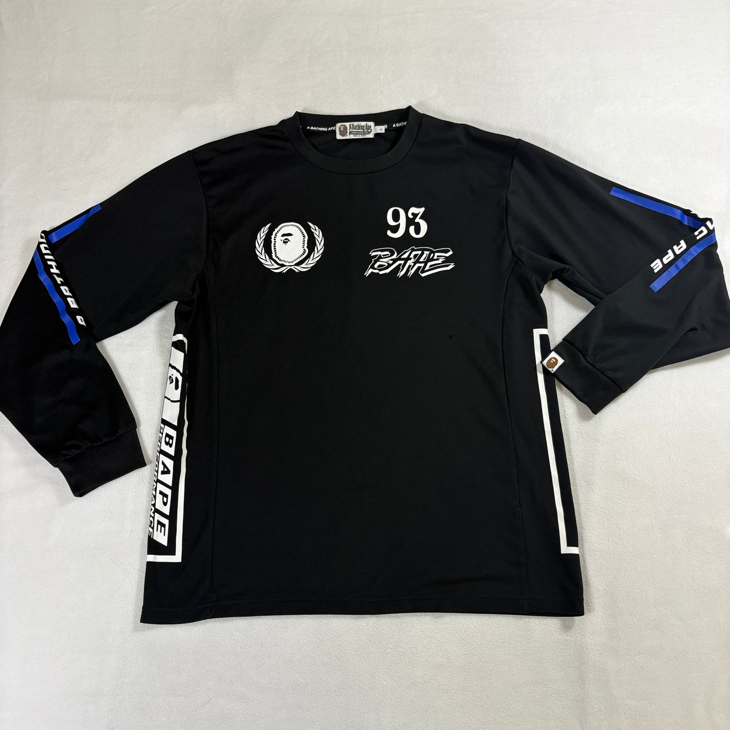 A Bathing Ape BAPE Motorsports Long Sleeve Shirt Mens L Black Graphic Streetwear