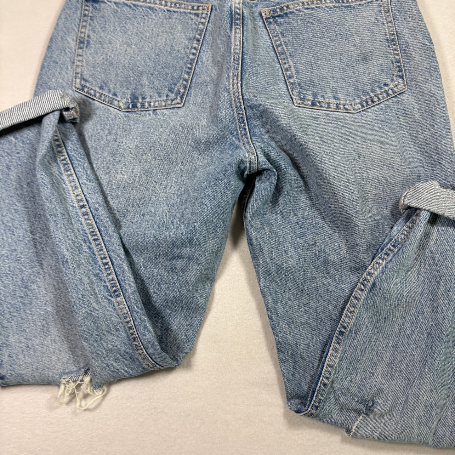 Zara Womens Jeans Size 8 Distressed Ripped Baggy Mom Fit Blue Denim Y2K Grunge