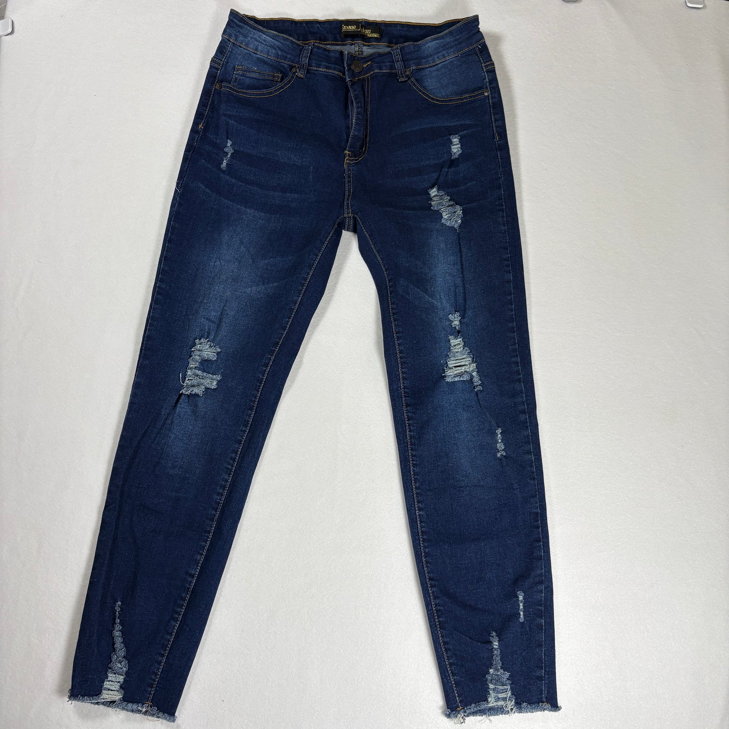 Emme Jordan Denim Jeans Women’s 15 Dark Wash Distressed Ripped Skinny Stretch