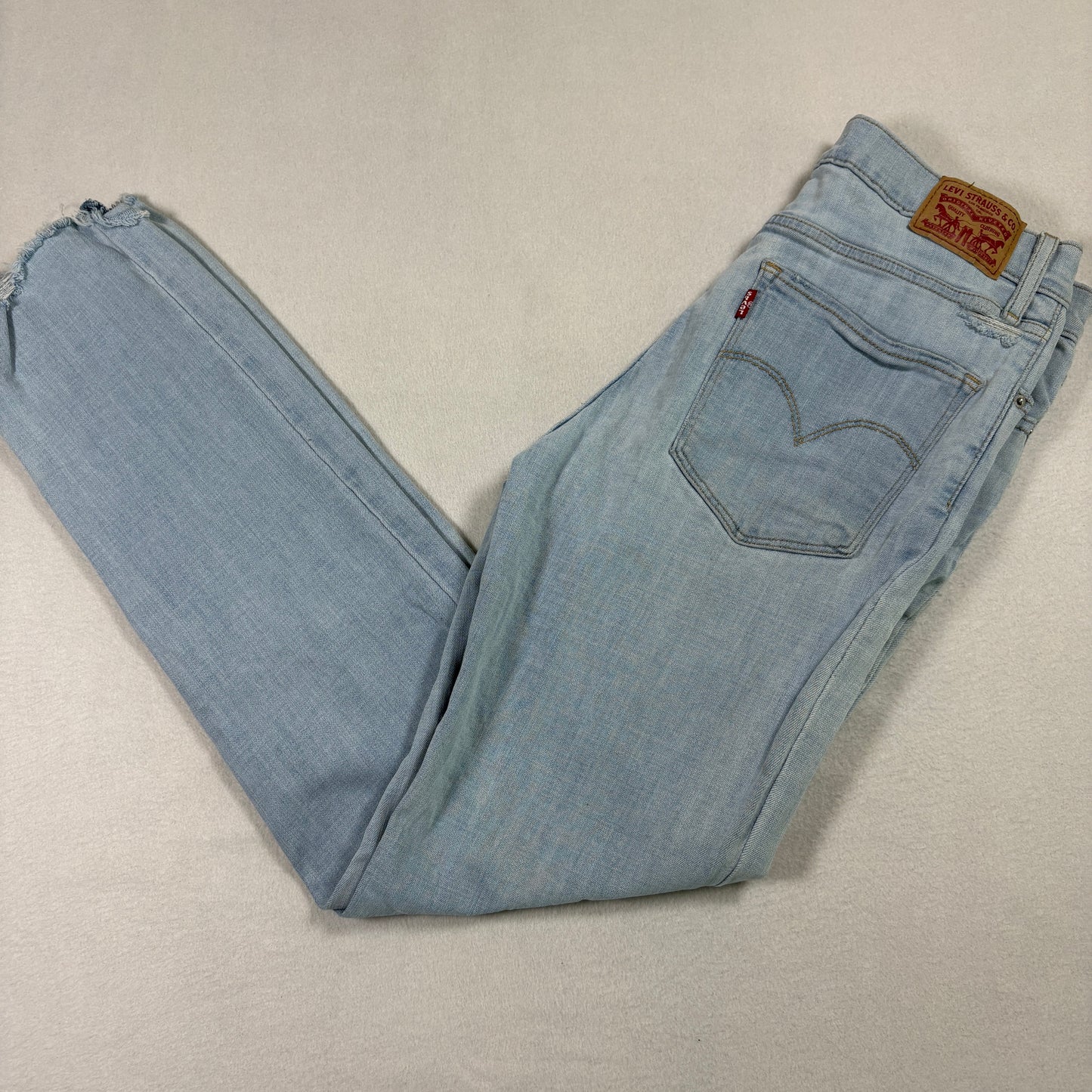 Levi’s Womens 724 High Rise Straight Jeans 29 Light Wash Distressed Y2K Grunge