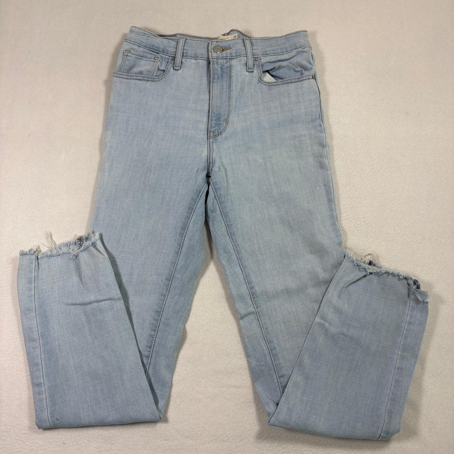 Levi’s Womens 724 High Rise Straight Jeans 29 Light Wash Distressed Y2K Grunge