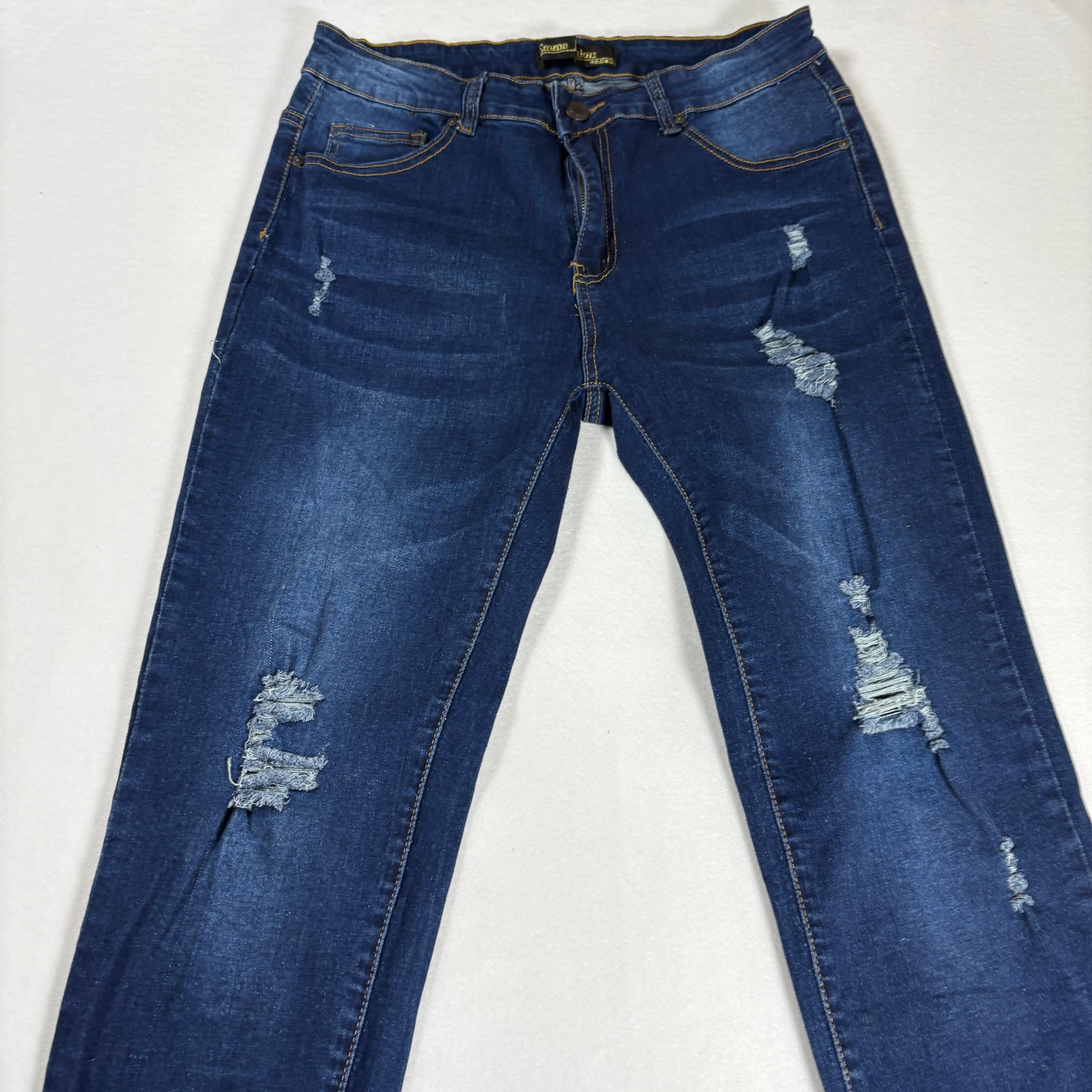 Emme Jordan Denim Jeans Women’s 15 Dark Wash Distressed Ripped Skinny Stretch