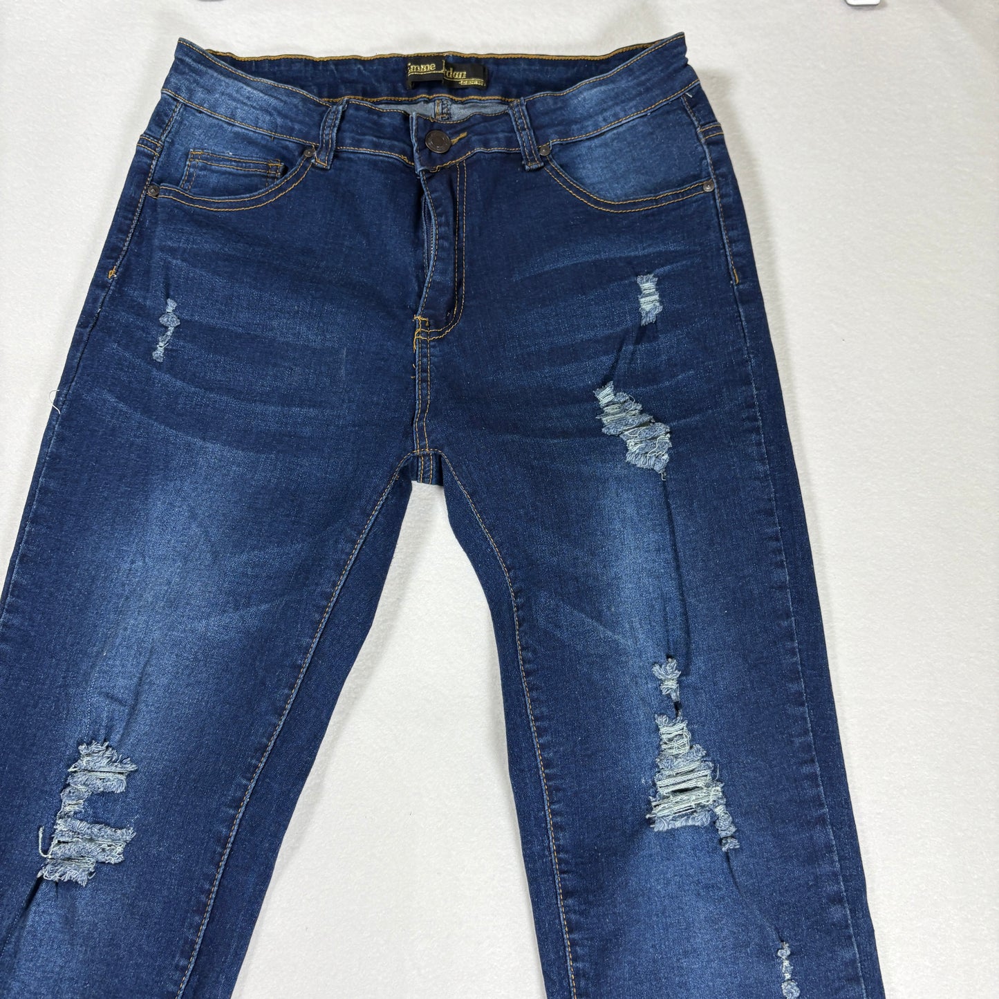 Emme Jordan Denim Jeans Women’s 15 Dark Wash Distressed Ripped Skinny Stretch