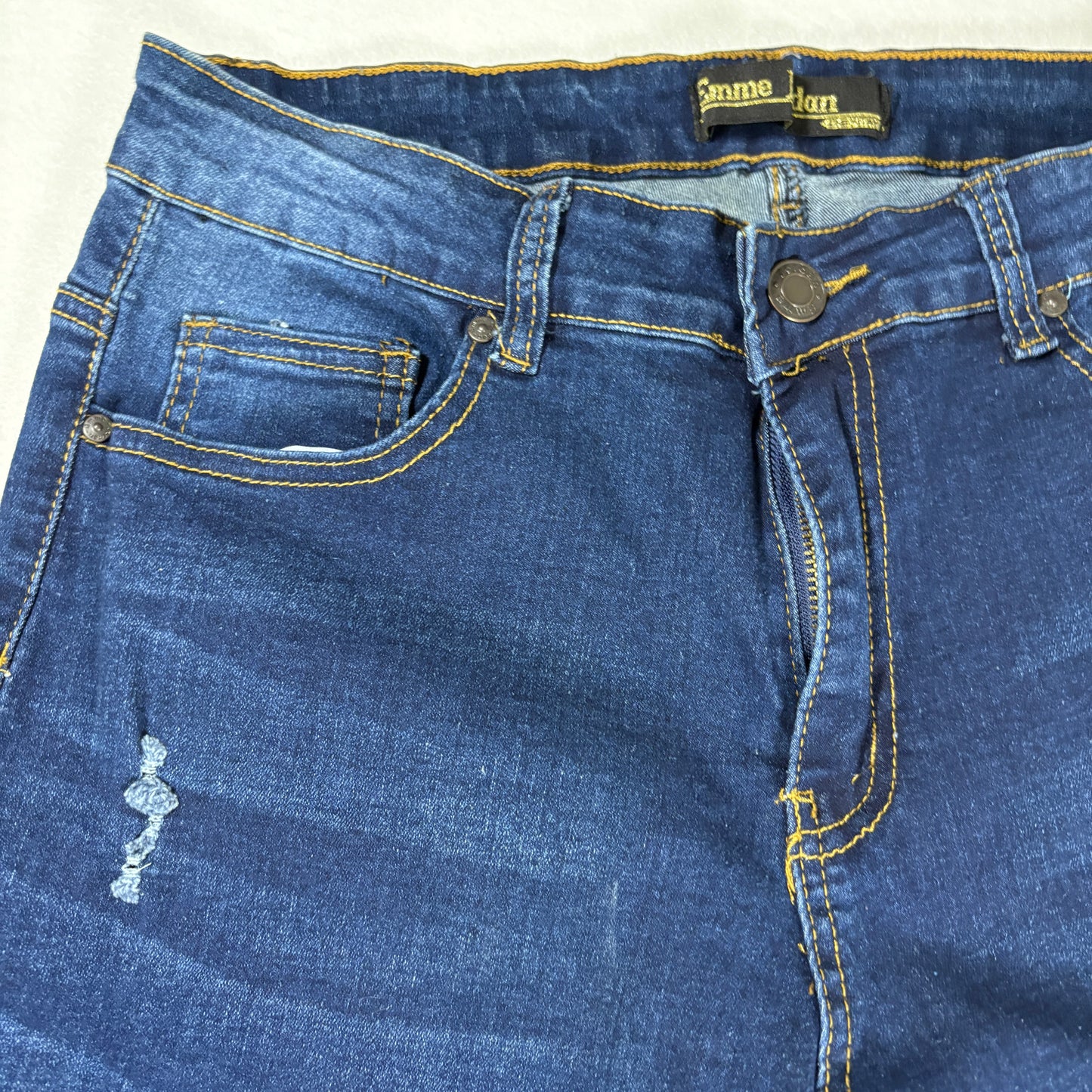 Emme Jordan Denim Jeans Women’s 15 Dark Wash Distressed Ripped Skinny Stretch