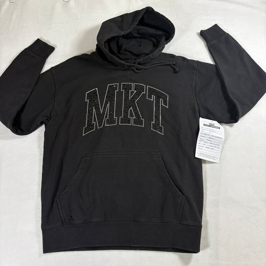 Market MKT Rhinestone Hoodie Mens L Black Pullover Streetwear Graphic Logo