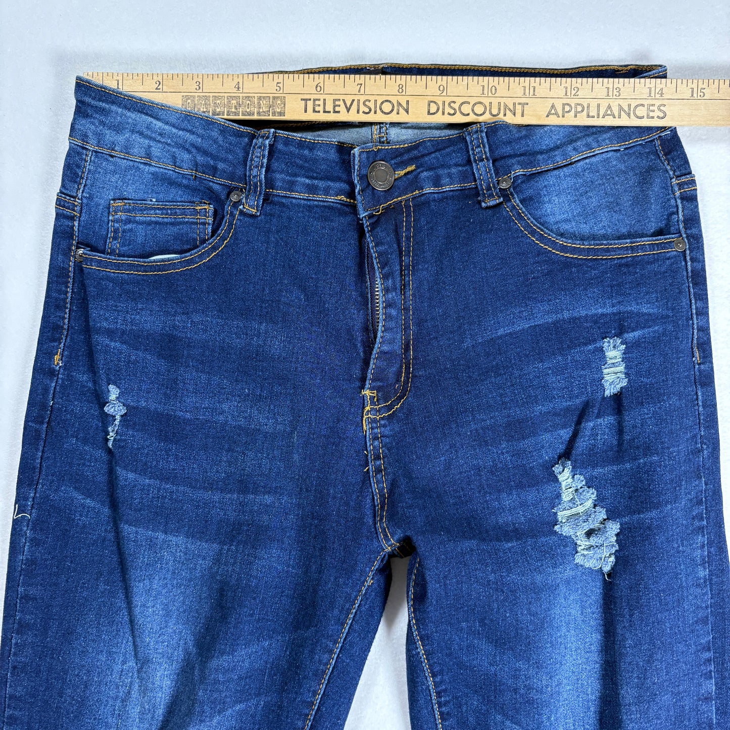 Emme Jordan Denim Jeans Women’s 15 Dark Wash Distressed Ripped Skinny Stretch