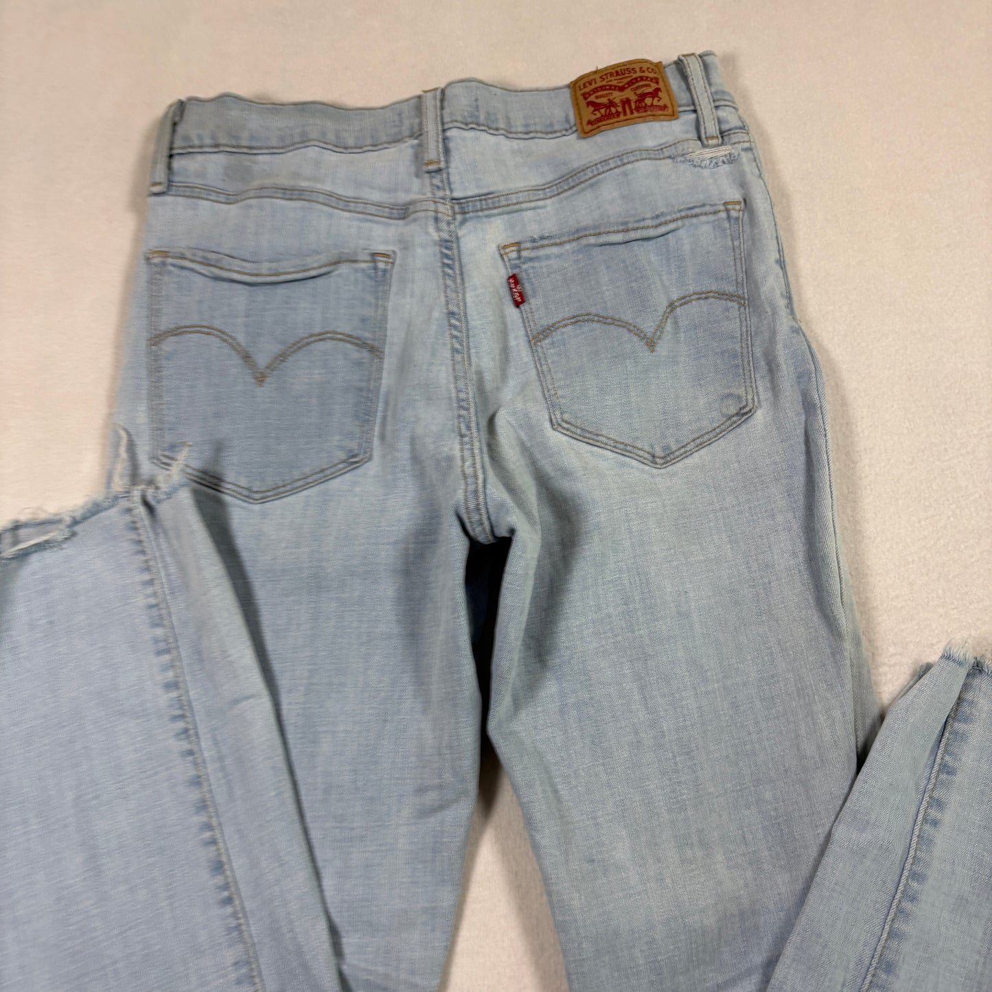 Levi’s Womens 724 High Rise Straight Jeans 29 Light Wash Distressed Y2K Grunge