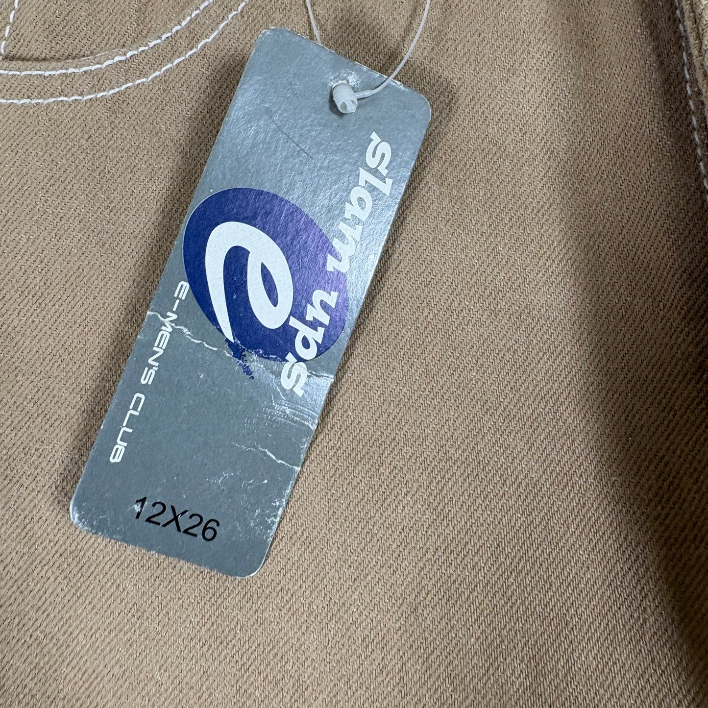 Slam Ups Mens Carpenter Pants 12x26 Tan Khaki Workwear Utility Pockets Y2K