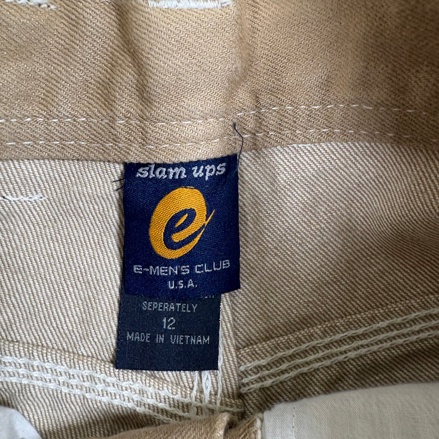 Slam Ups Mens Carpenter Pants 12x26 Tan Khaki Workwear Utility Pockets Y2K
