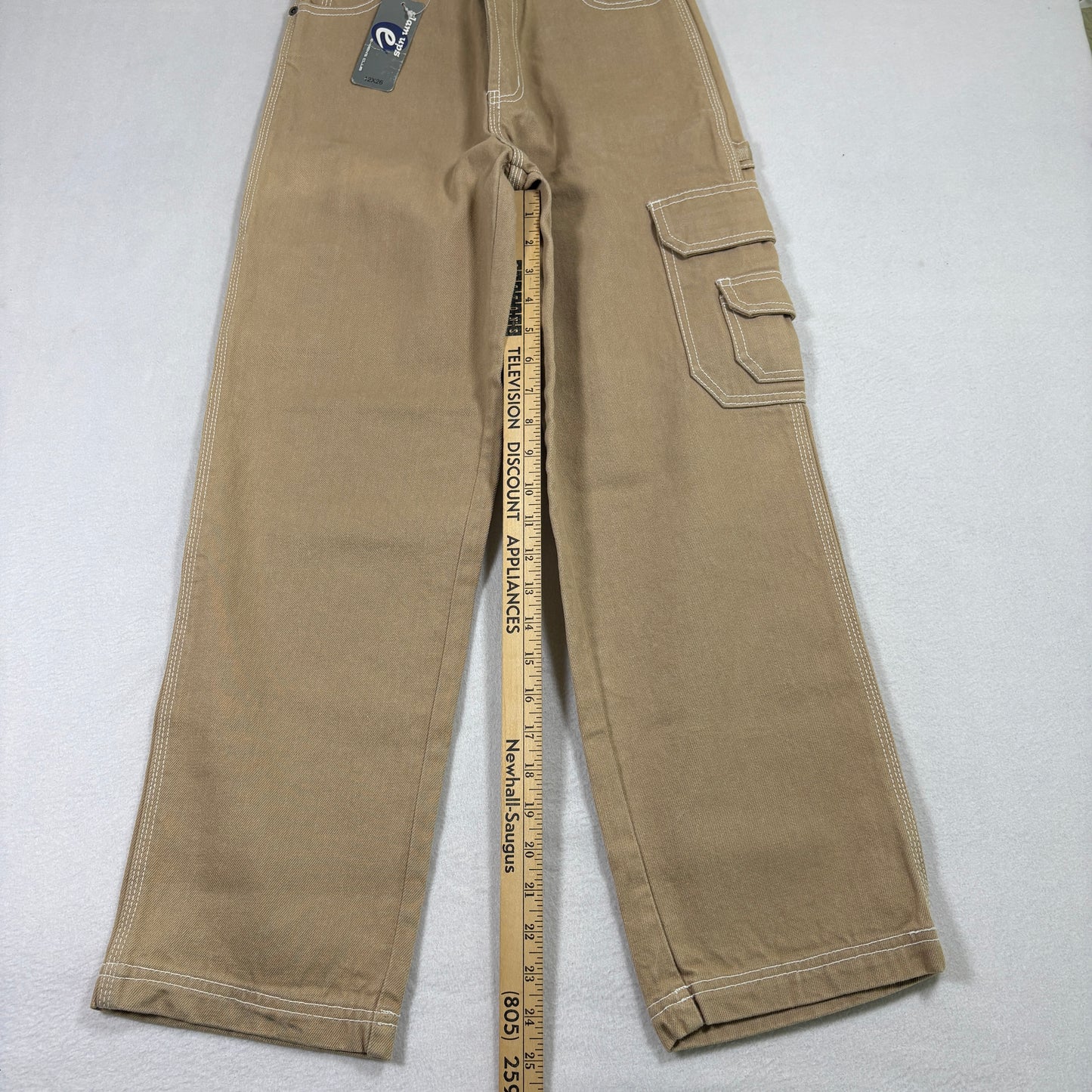 Slam Ups Mens Carpenter Pants 12x26 Tan Khaki Workwear Utility Pockets Y2K