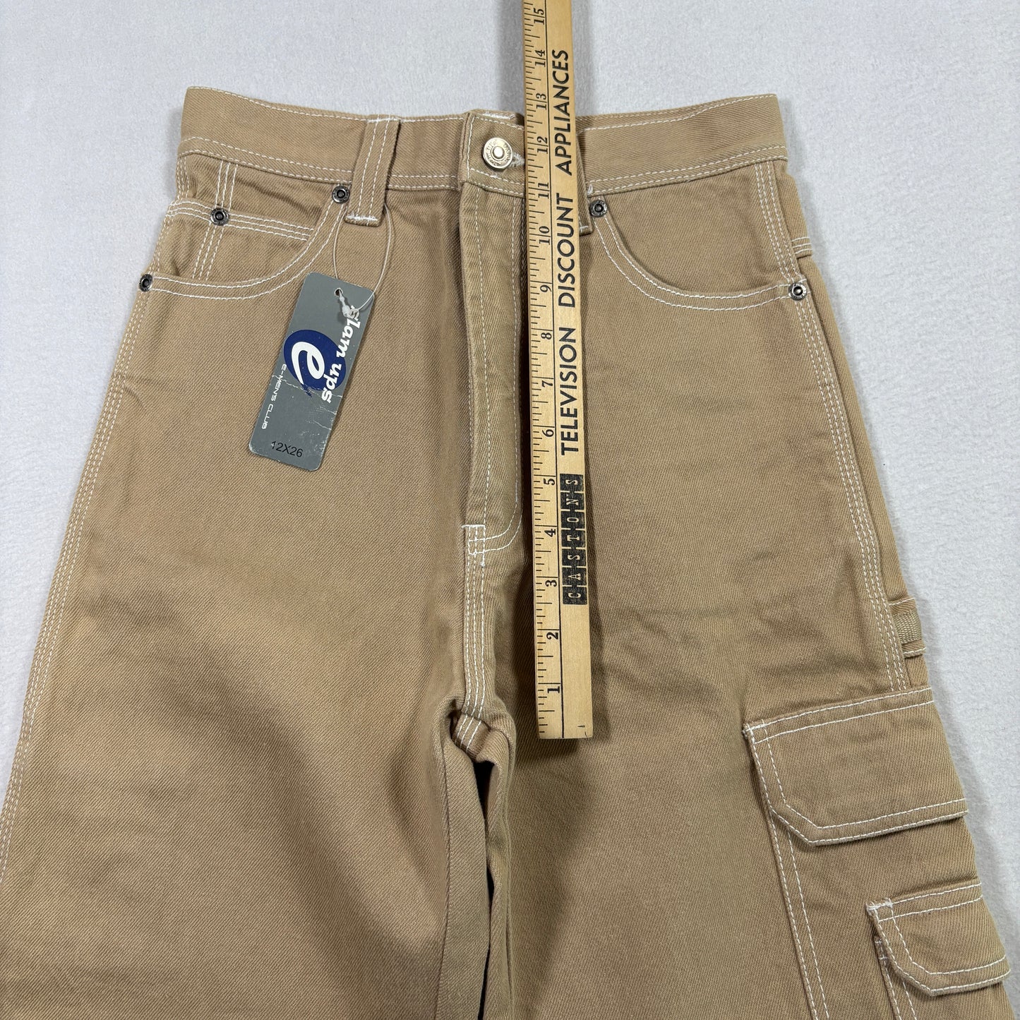 Slam Ups Mens Carpenter Pants 12x26 Tan Khaki Workwear Utility Pockets Y2K